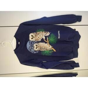 Vintage Minnesota Owl Graphic Sweatshirt Navy Blue Medium